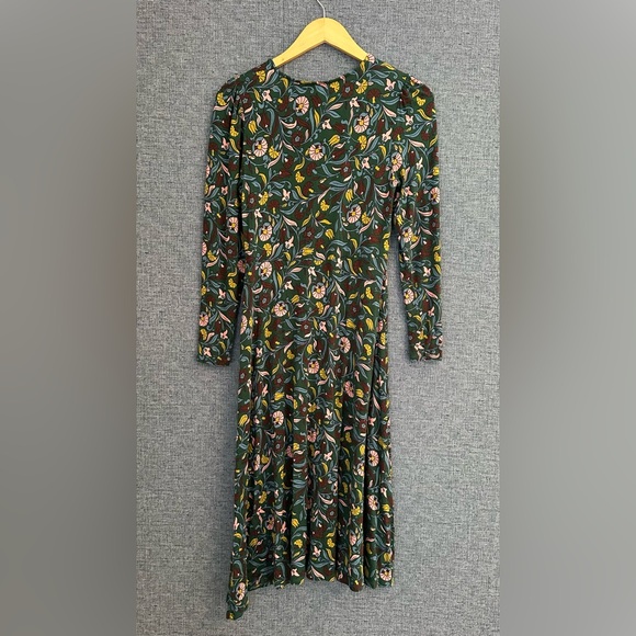 Boden Dark Green Floral Long Sleeve Dress size 6 - Picture 3 of 4
